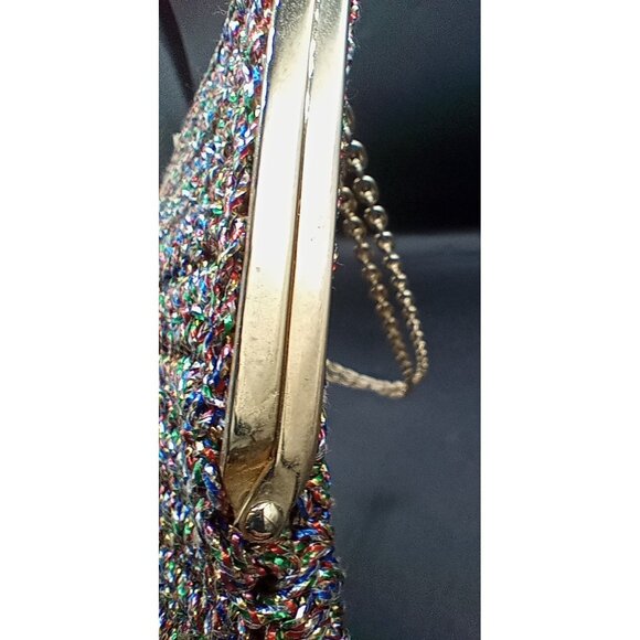 Evening Bag Rainbow Woven Walborg Hong Kong Brass Chain Vintage 60s Clutch Purse - Picture 16 of 16